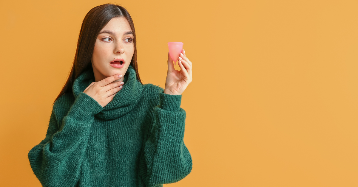 menstruationskop, pige overrasket, 