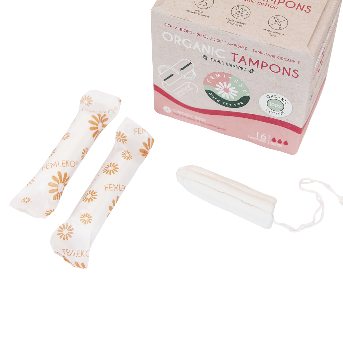Tamponer af økologisk bomuld | Super | 16 stk