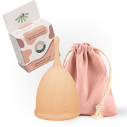 Femieko menstruationskop Str M 32 ml i medicinsk silikone med emballage | reusable menstrual cup size M 32 ml with packaging
