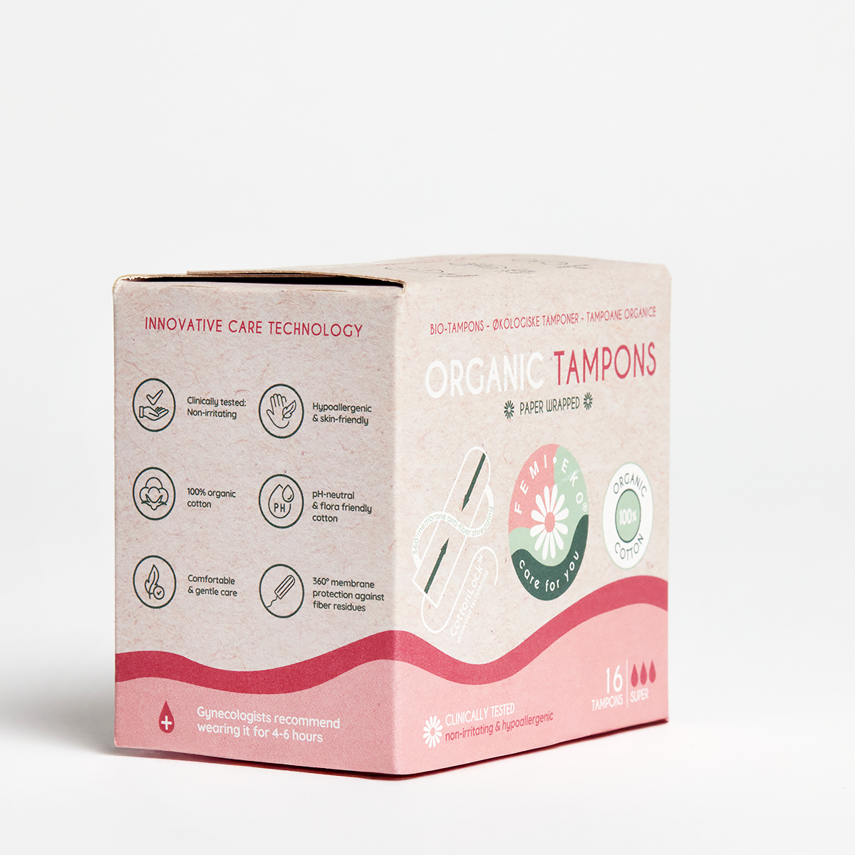 Tamponer i økologisk bomuld | Super | 16 stk