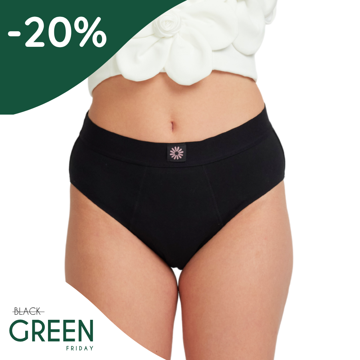 Margaret | Menstrual panties | High waist | Black