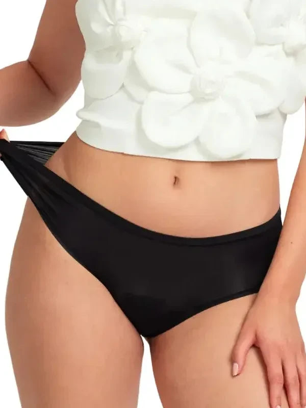 Sorte Flexi-menstruationstrusser, produktets rigtige foto.